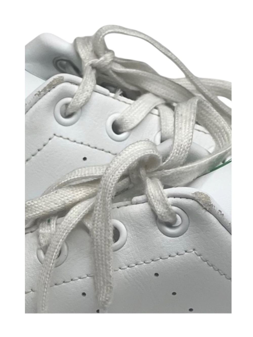 Adidas ★ Stan Smith Vegan Tennis Shoes Sneakers ★ Cloud White Green ★ Girl’s 2M - Picture 11 of 16